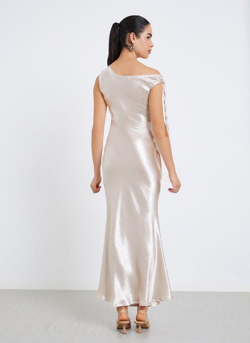 Styli Women Satin One Shoulder Bodycon Maxi Dress - Image 5